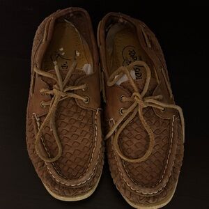 Sperry Tan Woven Boat Shoes